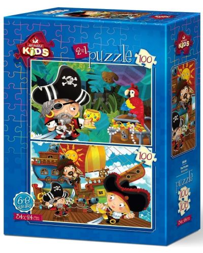 Детски пъзел Art Puzzle 2 х 100 части - Пирати - 1
